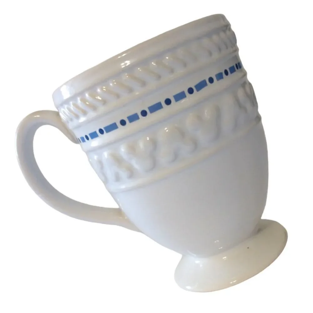 Gourmet Mickey Mouse Mug Coffee Cup Ceramic Blue White 12oz Pedestal Vintage 90s